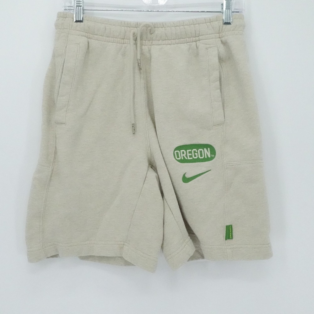 Nike Shorts Mens Small Cream Oregon‎ Ducks Logo NCAA Fleece Athletic Drawstring